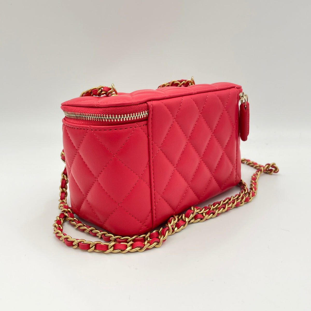 Pearl Crush Pink Vanity Bag in Lambskin, Brushed Gold hardware