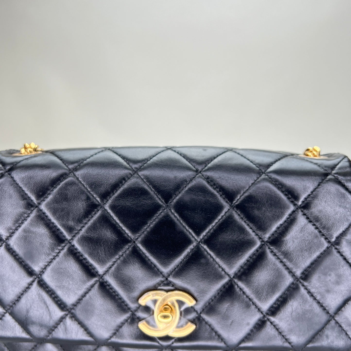 CC Flap Small Black Crossbody Bag in Lambskin, Gold hardware