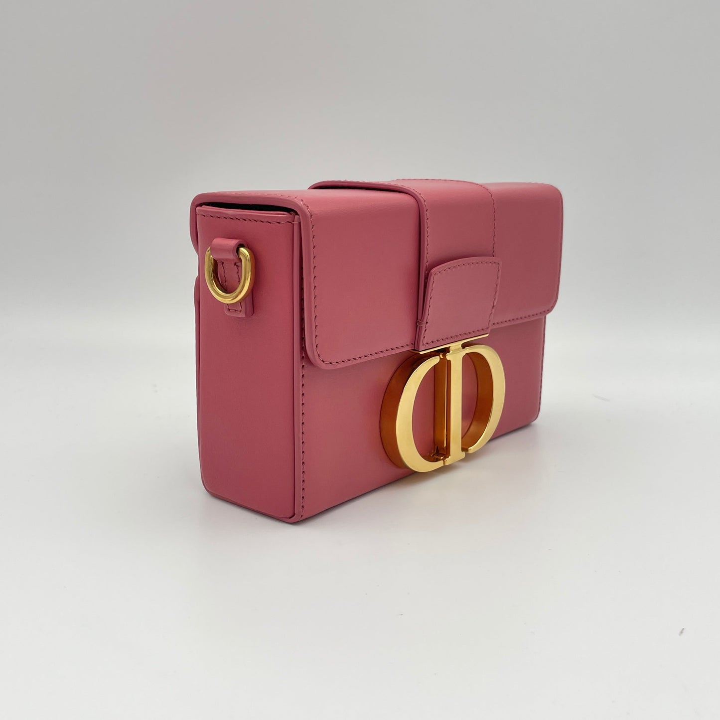 30 Montaigne Box Micro Pink Crossbody Bag in Calfskin, Gold hardware