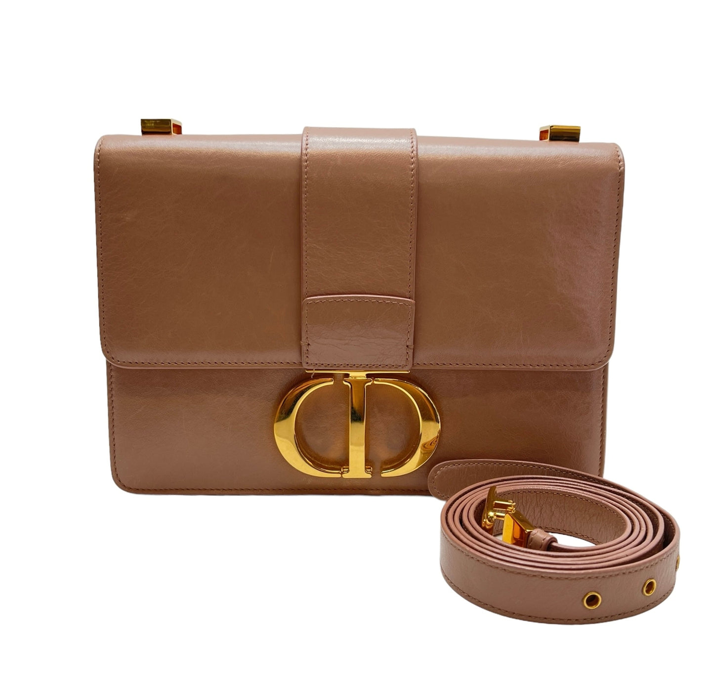 30 Montaigne Medium Pink Shoulder Bag in Calfskin, Gold hardware