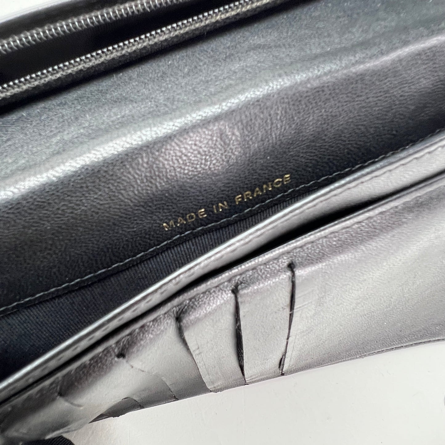 2.55 Long Flap Black Wallet in Calfskin, Gold hardware