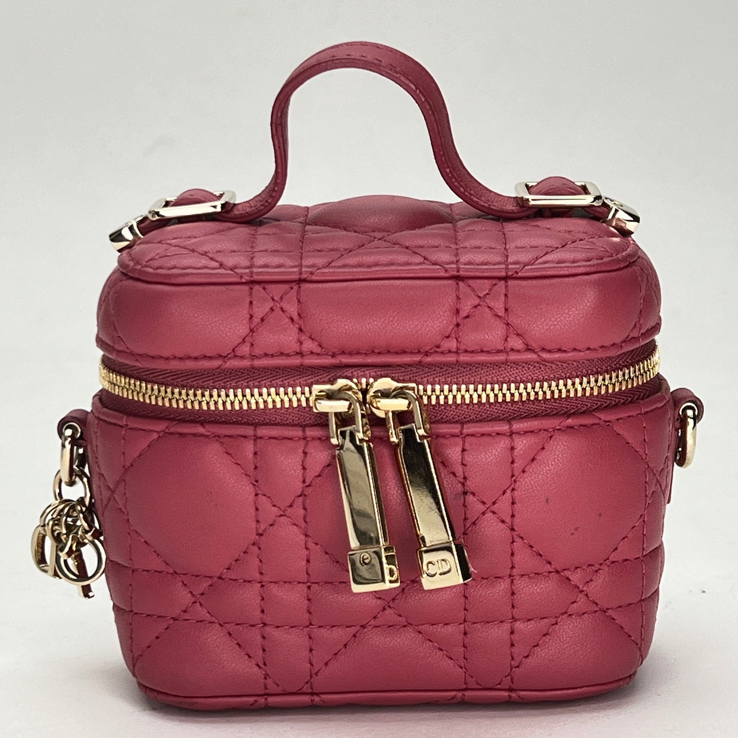 Lady Dior Vanity Micro Pink Crossbody Bag in Lambskin, Gold hardware