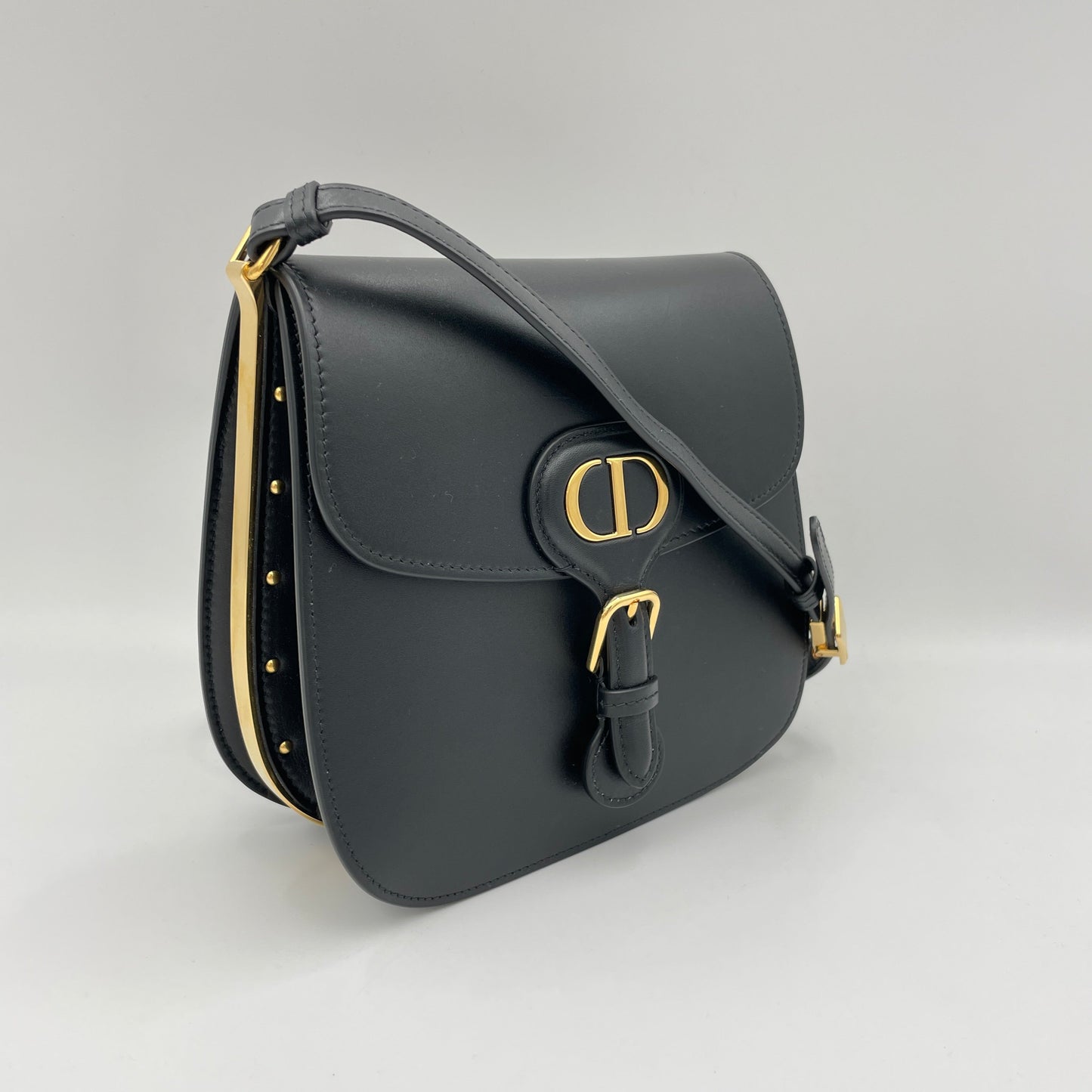 Bobby Frame Bag Black Crossbody Bag in Calfskin, Gold hardware