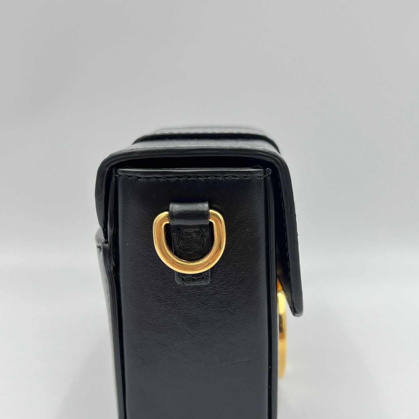 30 Montaigne Box Black Crossbody Bag in Calfskin, Gold hardware