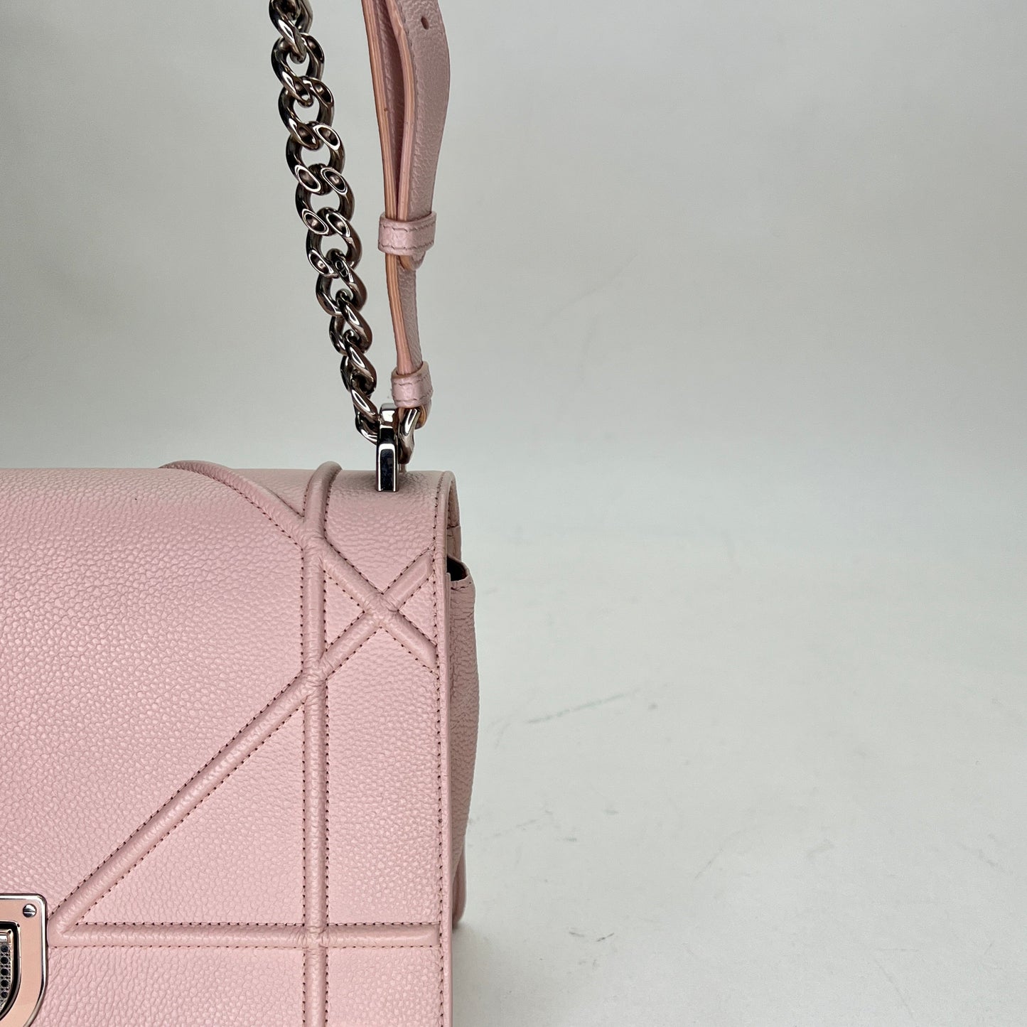 Diorama Medium Pink Crossbody Bag in Calfskin, Silver hardware