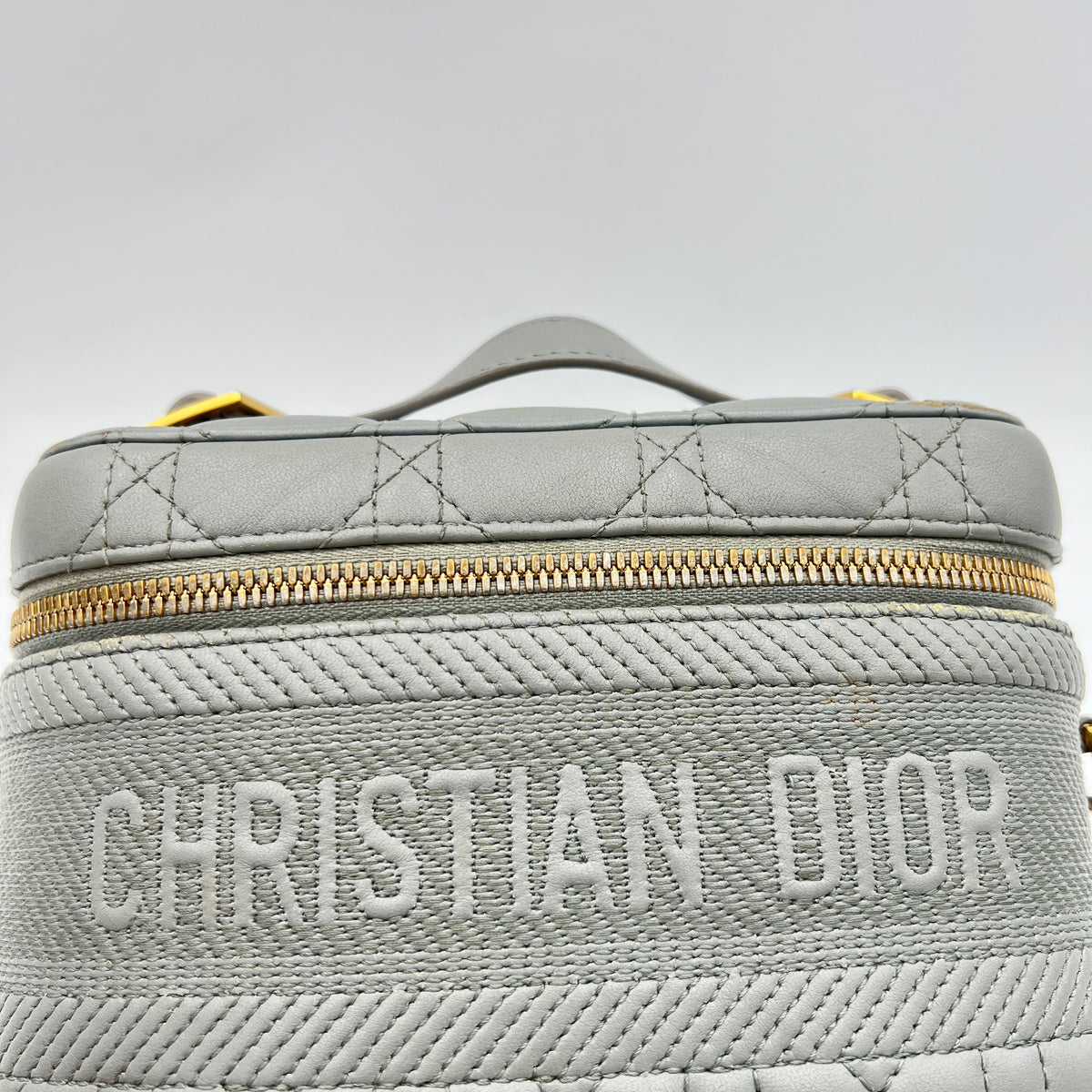 Travel Small Grey Vanity Bag in Lambskin, Gold hardware