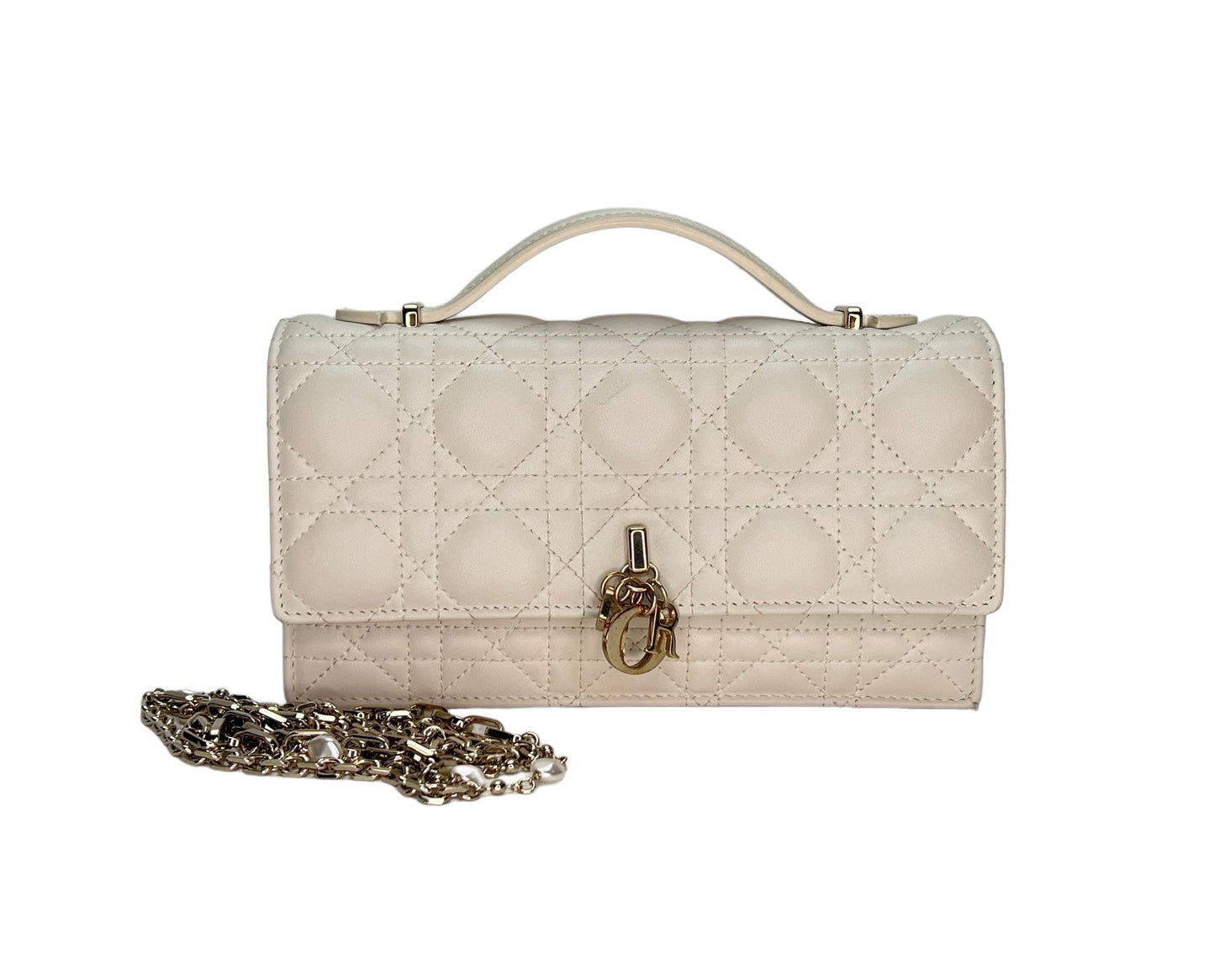 My Dior White Crossbody Bag in Lambskin, Light Gold hardware