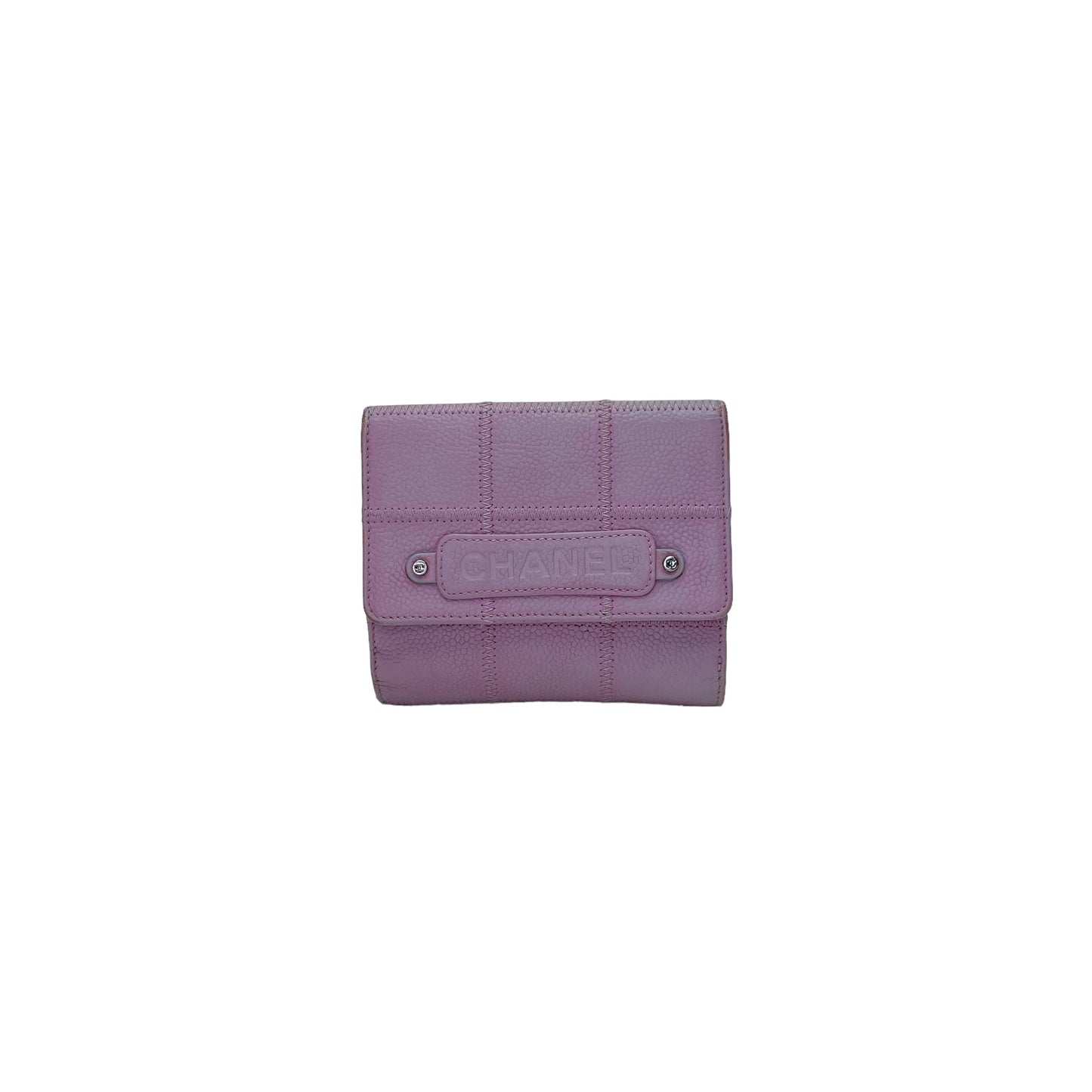 Classic Flap Pink Wallet in Caviar Leather, Silver hardware