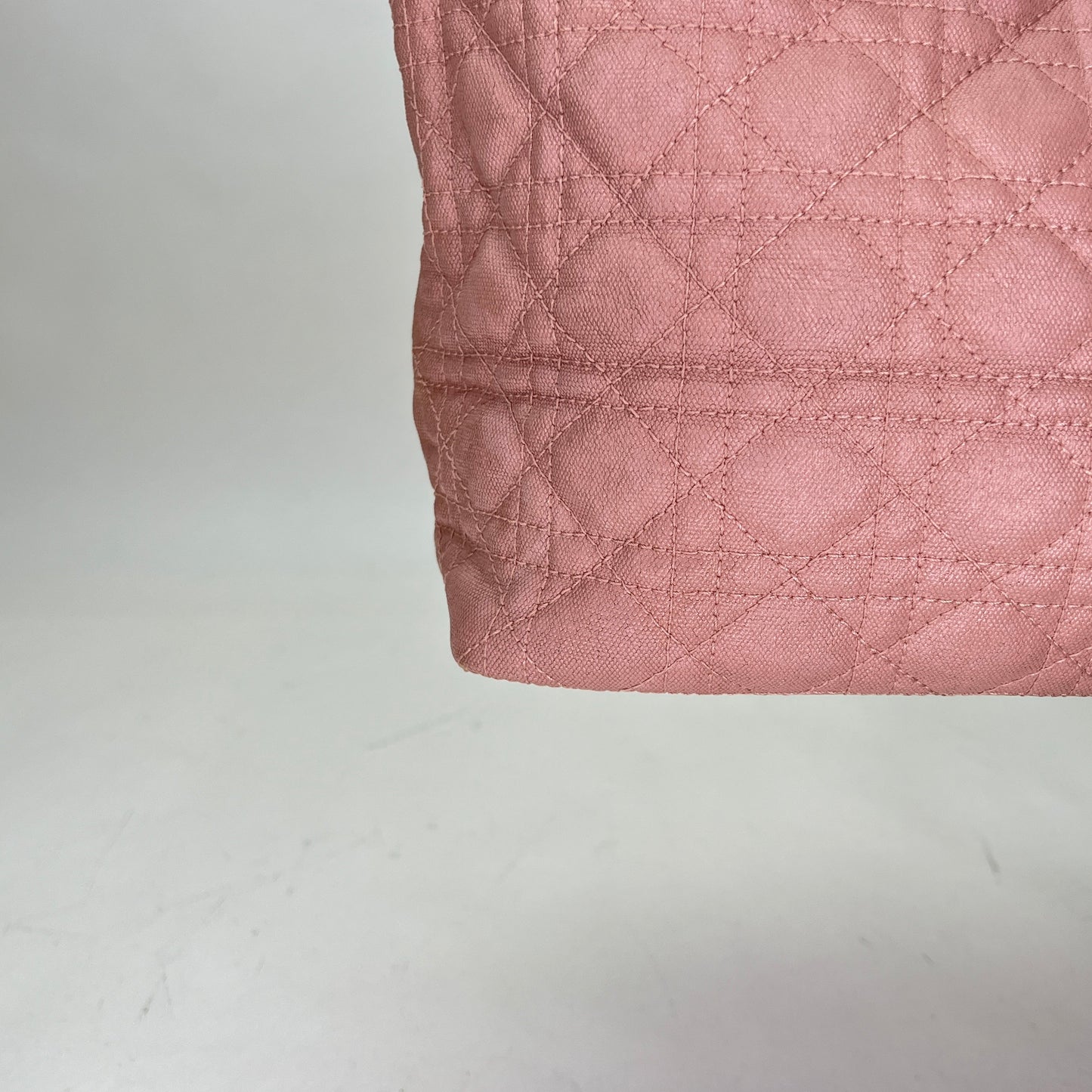 Cannage Pink Tote Bag in Canvas, Gold hardware