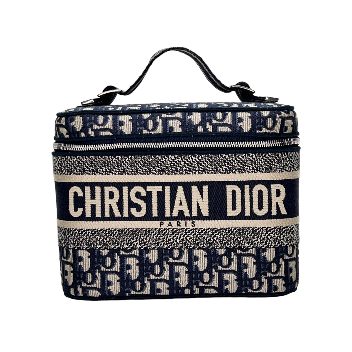 Travel vanity Navy Vanity Bag in Jacquard, Silver hardware