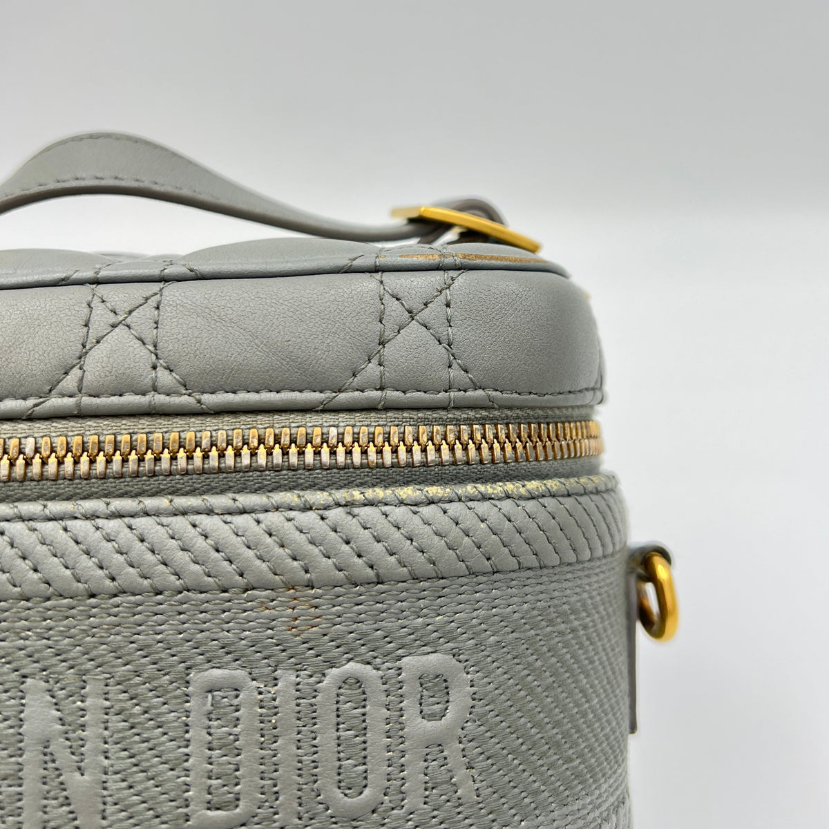 Travel Small Grey Vanity Bag in Lambskin, Gold hardware