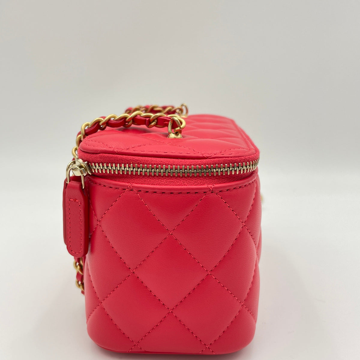 Pearl Crush Pink Vanity Bag in Lambskin, Brushed Gold hardware