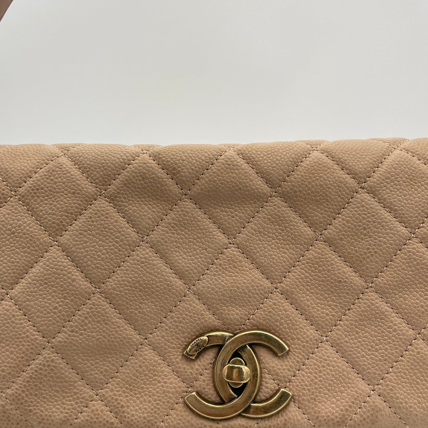 Flap Bag One Size Beige Shoulder Bag in Lambskin, Gold hardware