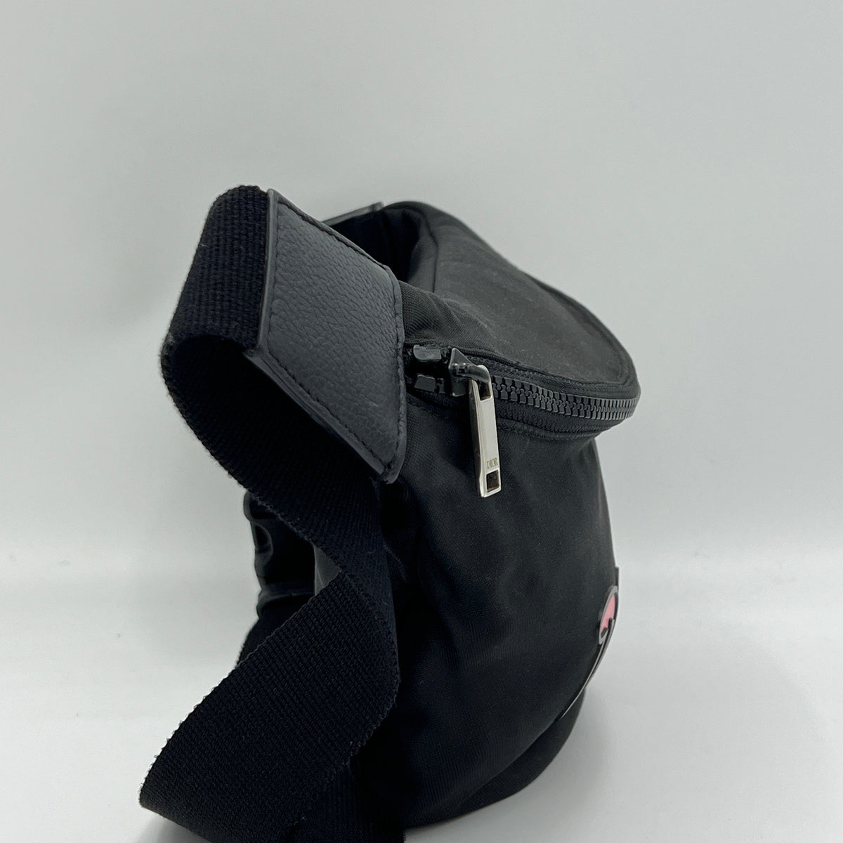 x Kaws Black Belt Bag in Nylon, Silver hardware