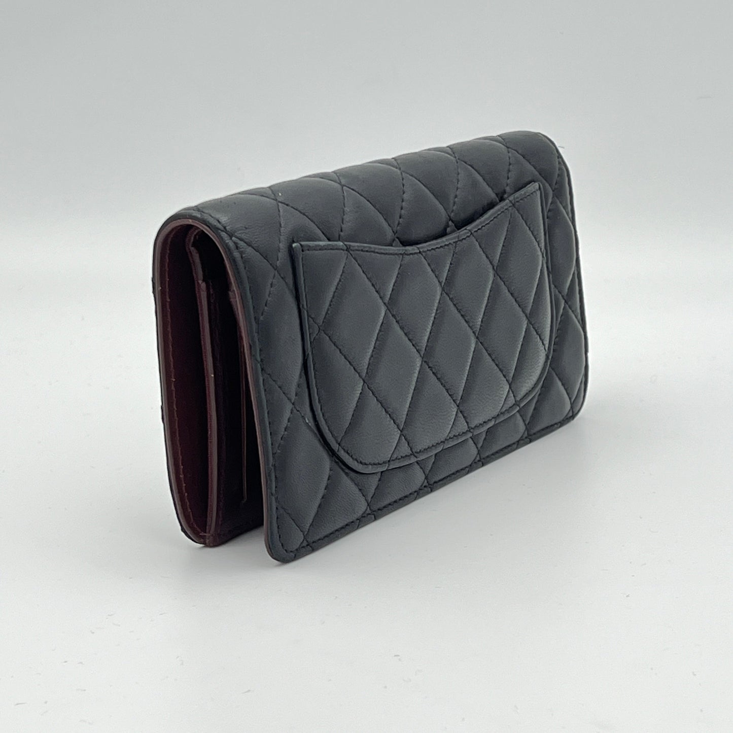 CC Quilted Wallet Black Wallet in Lambskin, Silver hardware