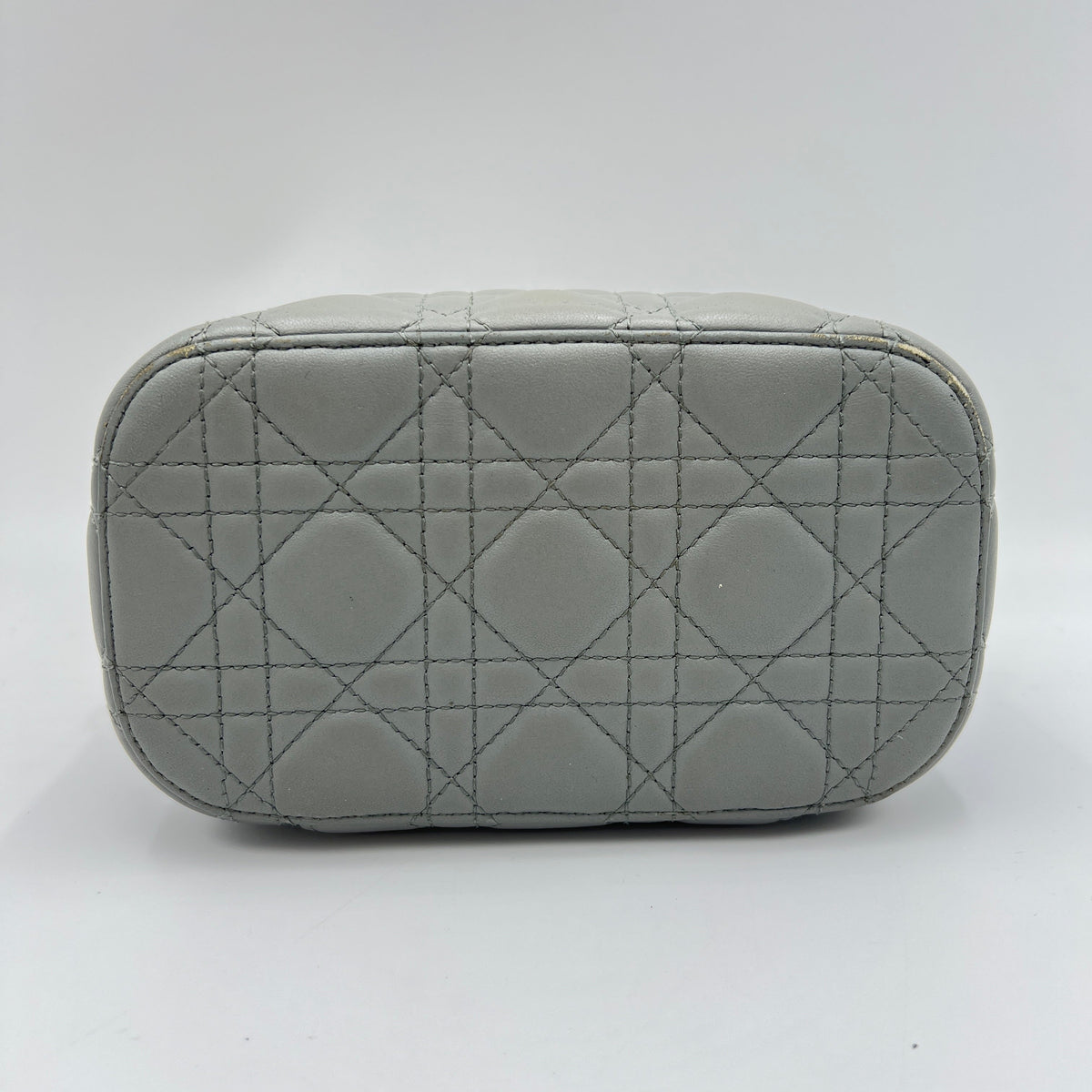 Travel Small Grey Vanity Bag in Lambskin, Gold hardware