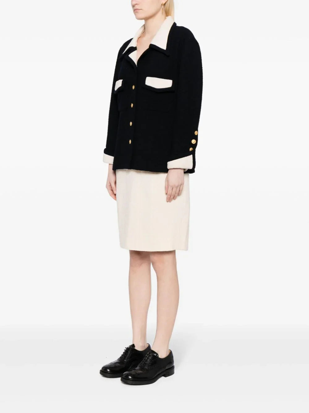 Single-Breasted Bouclé Skirt Suit