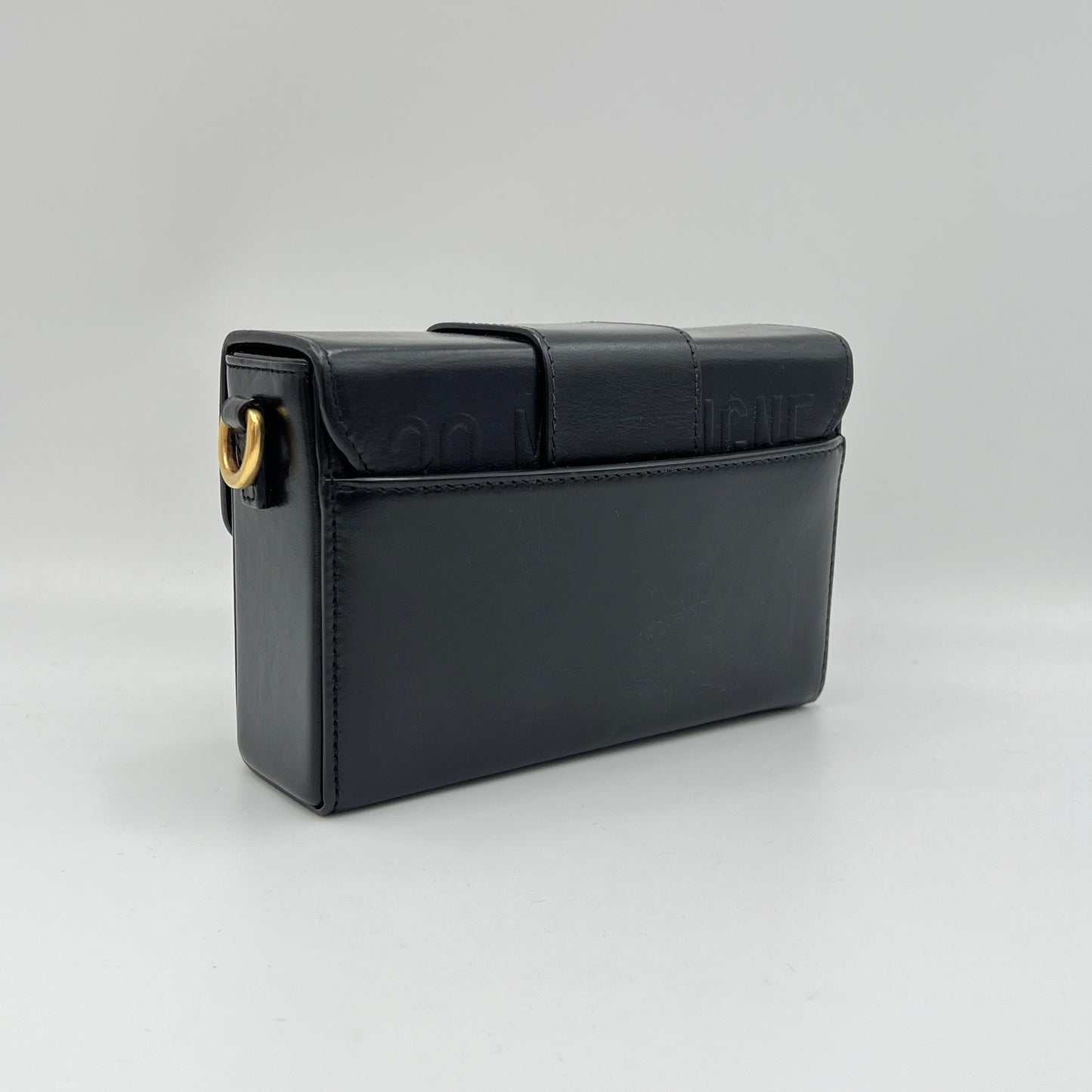 30 Montaigne Box Black Crossbody Bag in Calfskin, Gold hardware