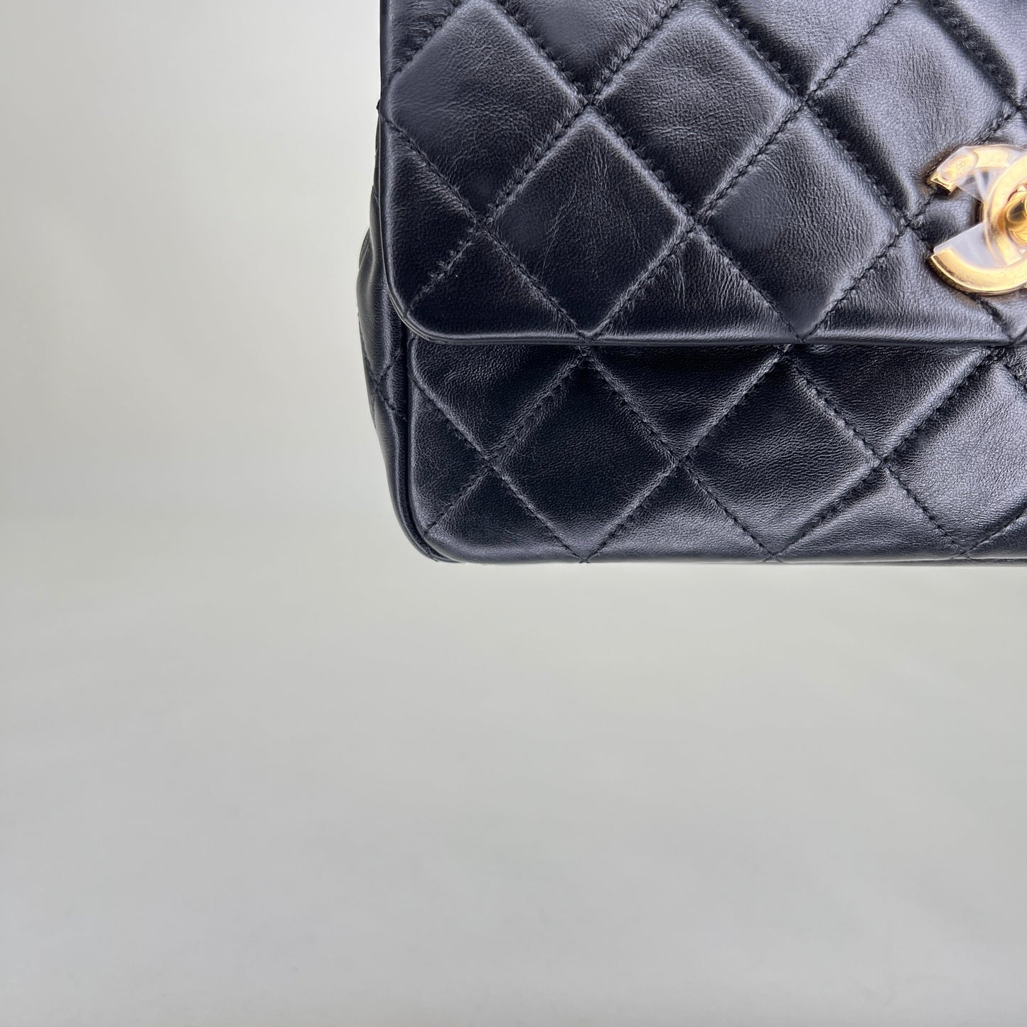 CC Flap Small Black Crossbody Bag in Lambskin, Gold hardware