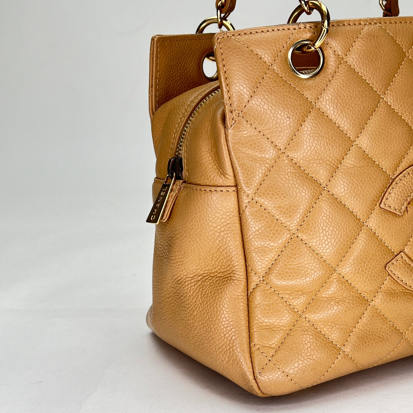 Timeless Petite Yellow Shoulder Bag in Caviar Leather, Gold hardware