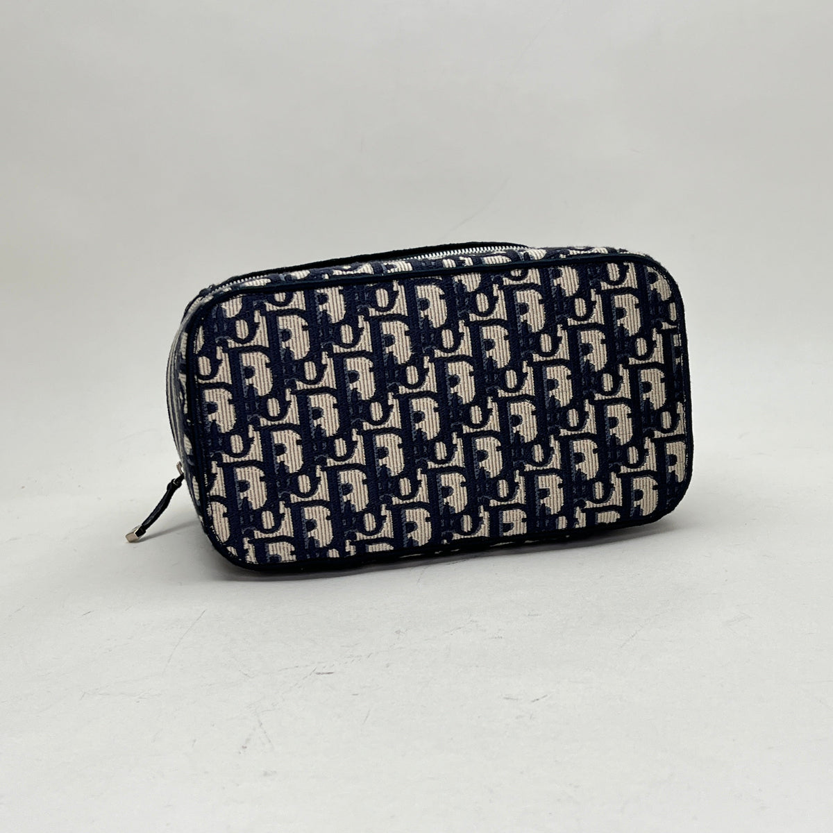 Travel vanity Navy Vanity Bag in Jacquard, Silver hardware