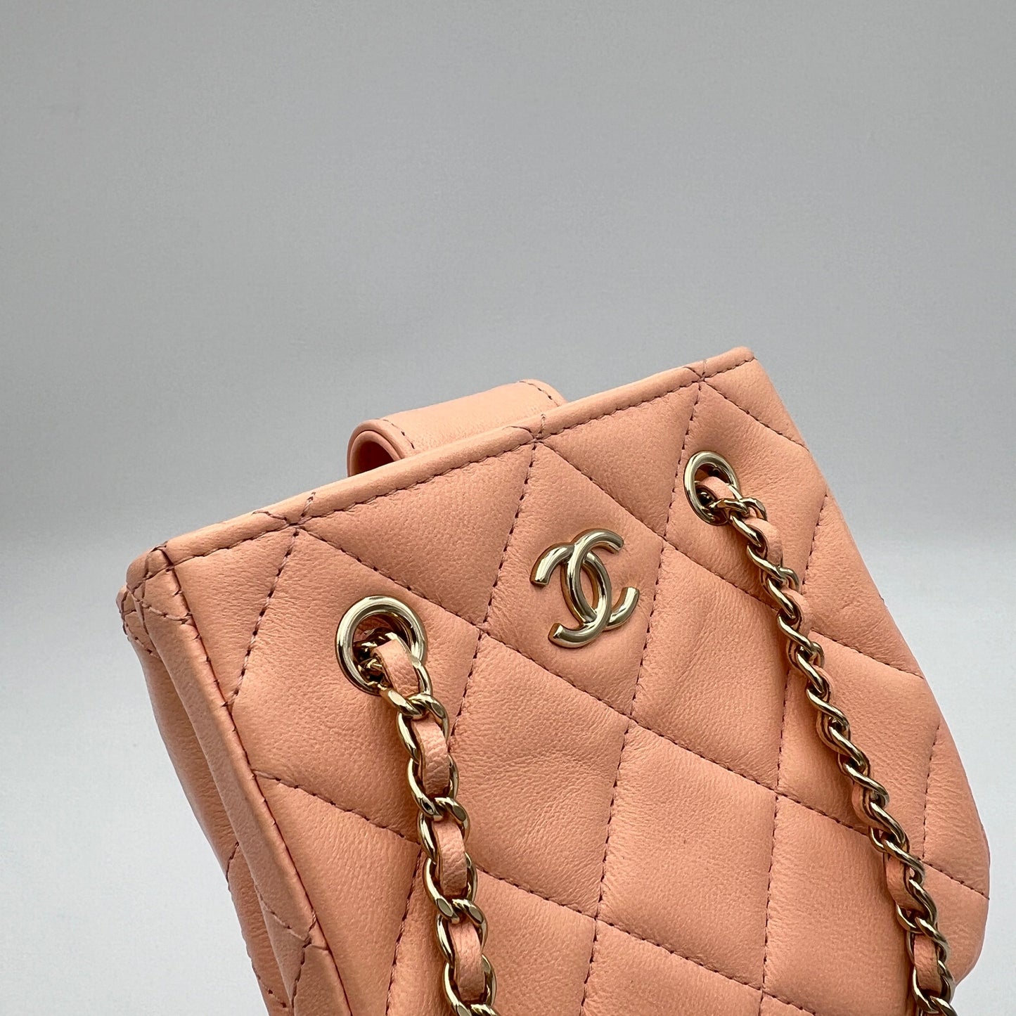 Quilted CC Mini Coral Crossbody Bag in Lambskin, Light Gold hardware