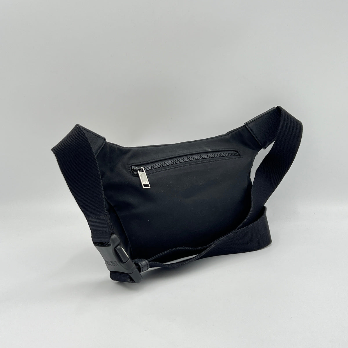 x Kaws Black Belt Bag in Nylon, Silver hardware