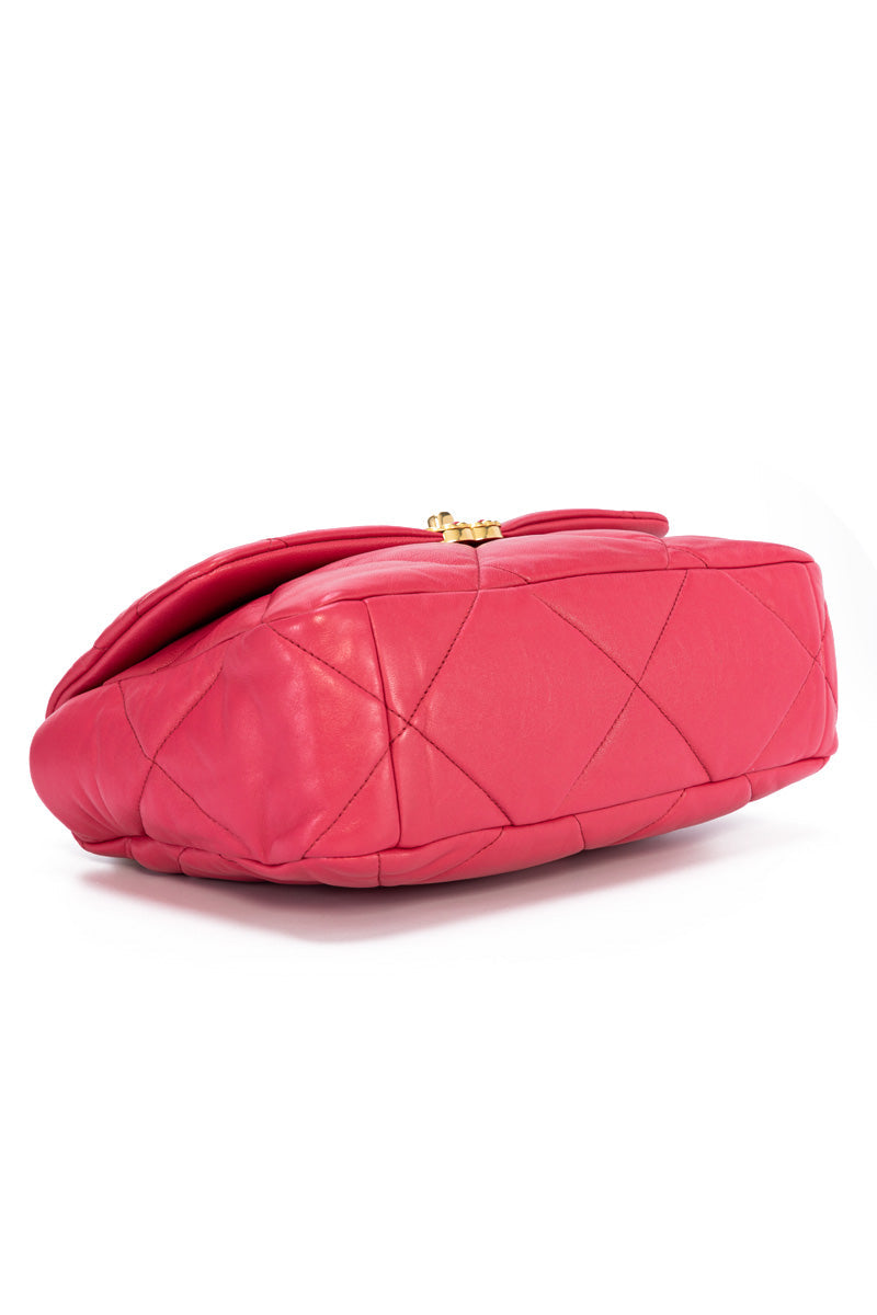 C19 Large Pink Shoulder Bag in Lambskin, Mixed hardware
