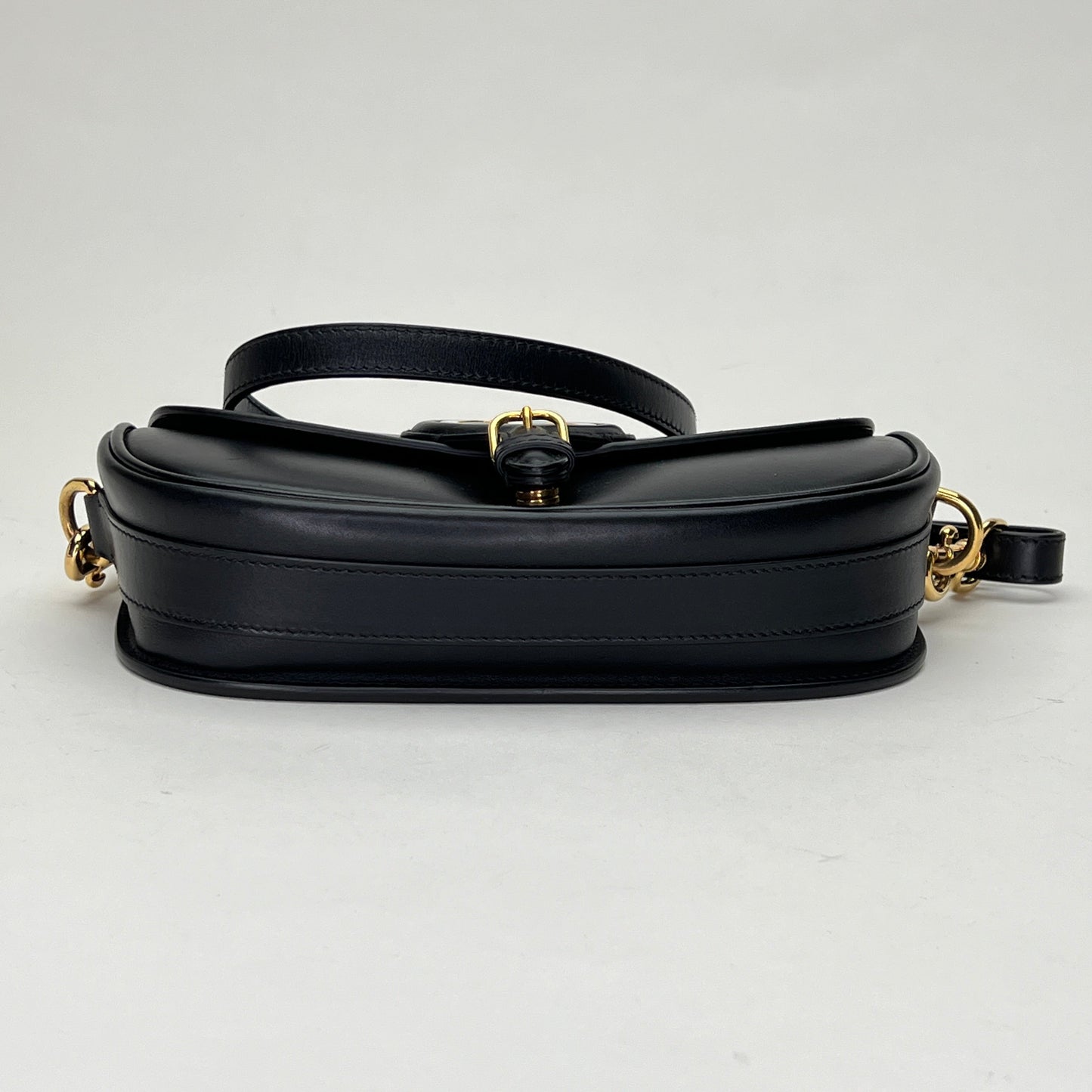 Bobby East West Black Crossbody Bag in Calfskin, Gold hardware