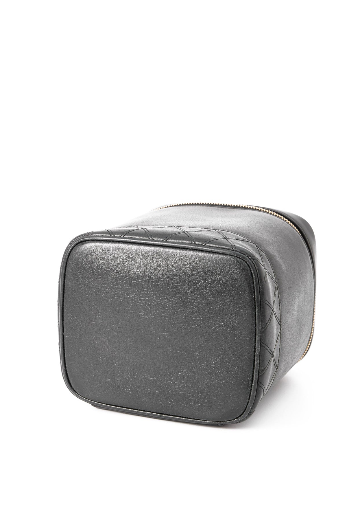 Vanity Black Top Handle Bag in Lambskin, Light Gold hardware