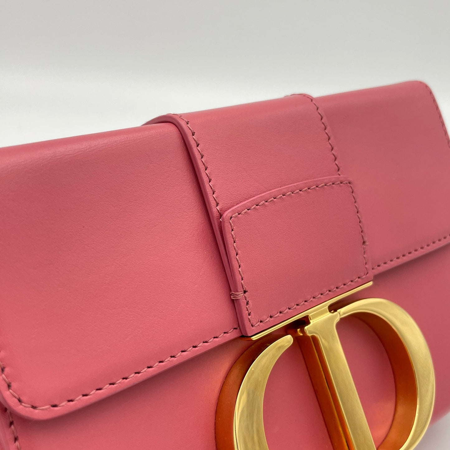 30 Montaigne Box Micro Pink Crossbody Bag in Calfskin, Gold hardware