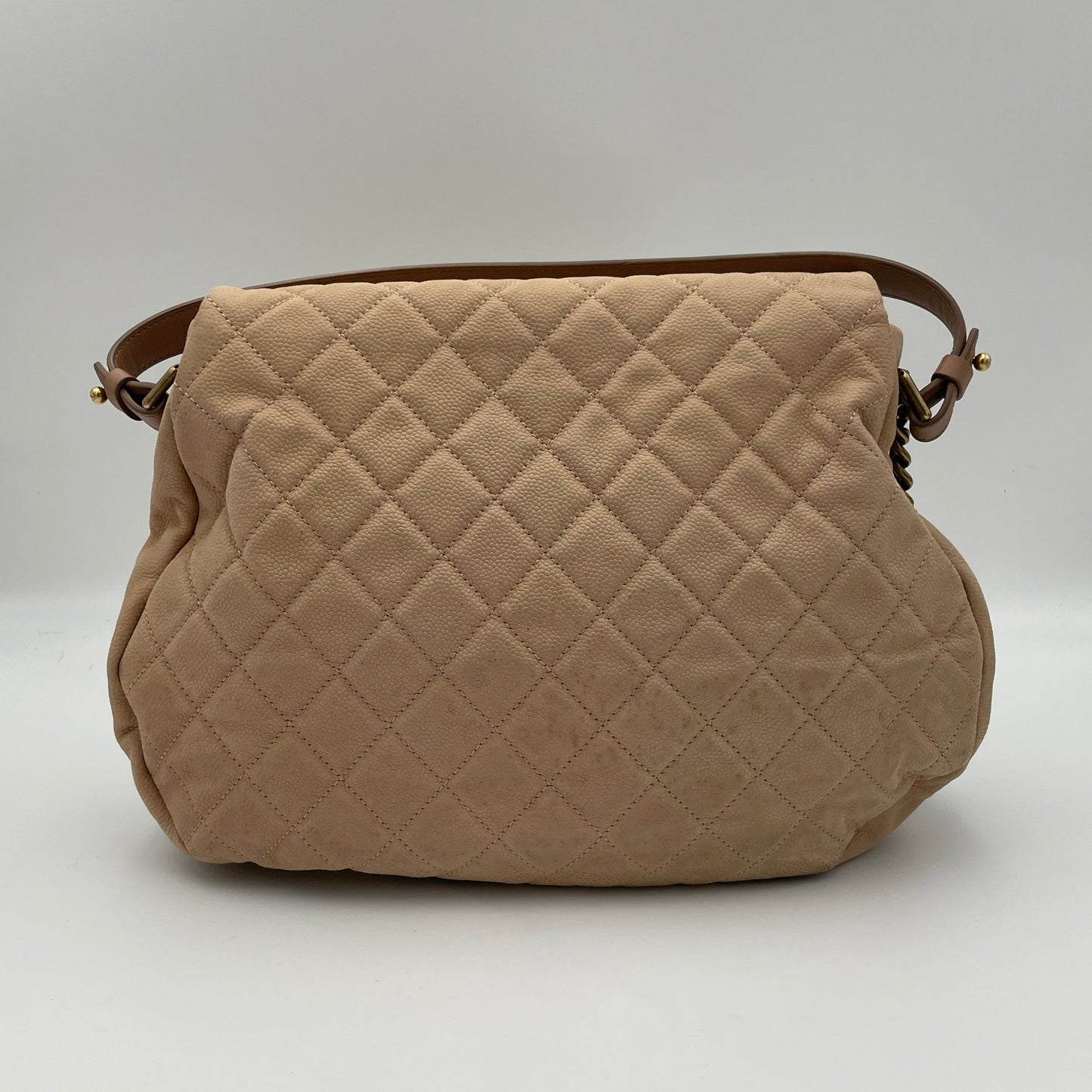 Flap Bag One Size Beige Shoulder Bag in Lambskin, Gold hardware