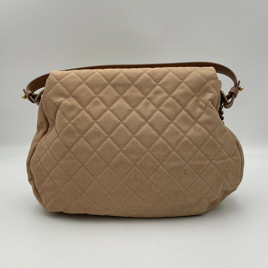 Flap Bag One Size Beige Shoulder Bag in Lambskin, Gold hardware
