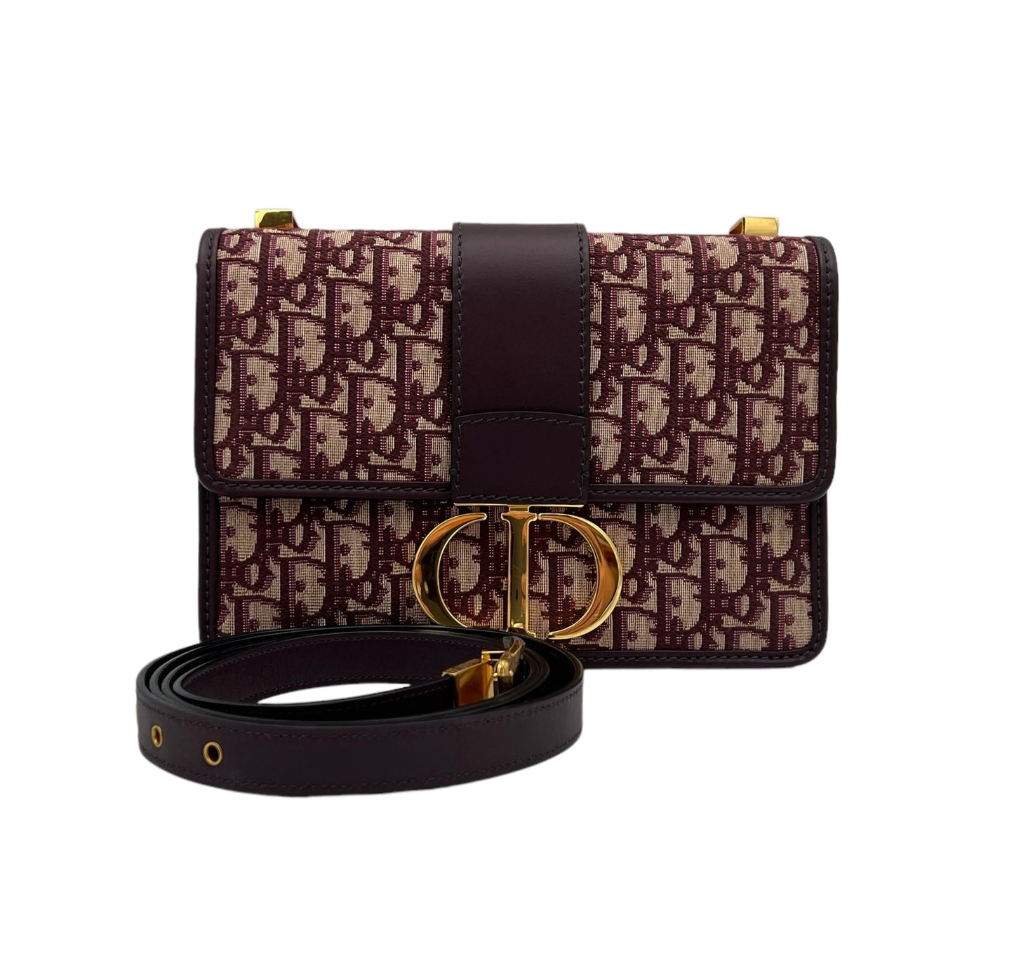 30 Montaigne Red Shoulder Bag in Jacquard, Gold hardware