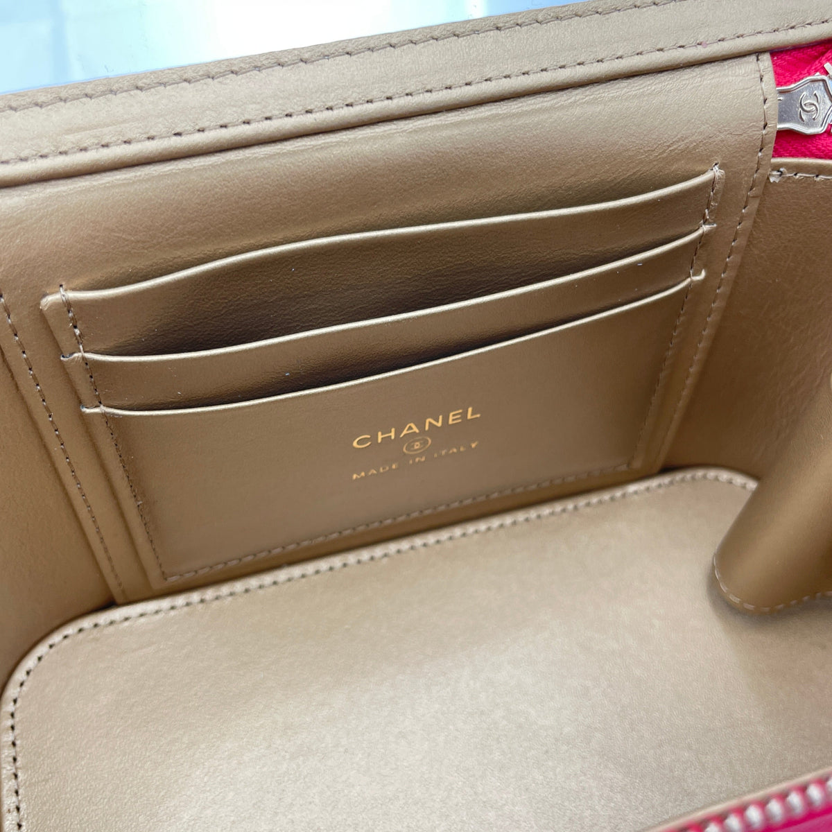 Pearl Crush Pink Vanity Bag in Lambskin, Brushed Gold hardware