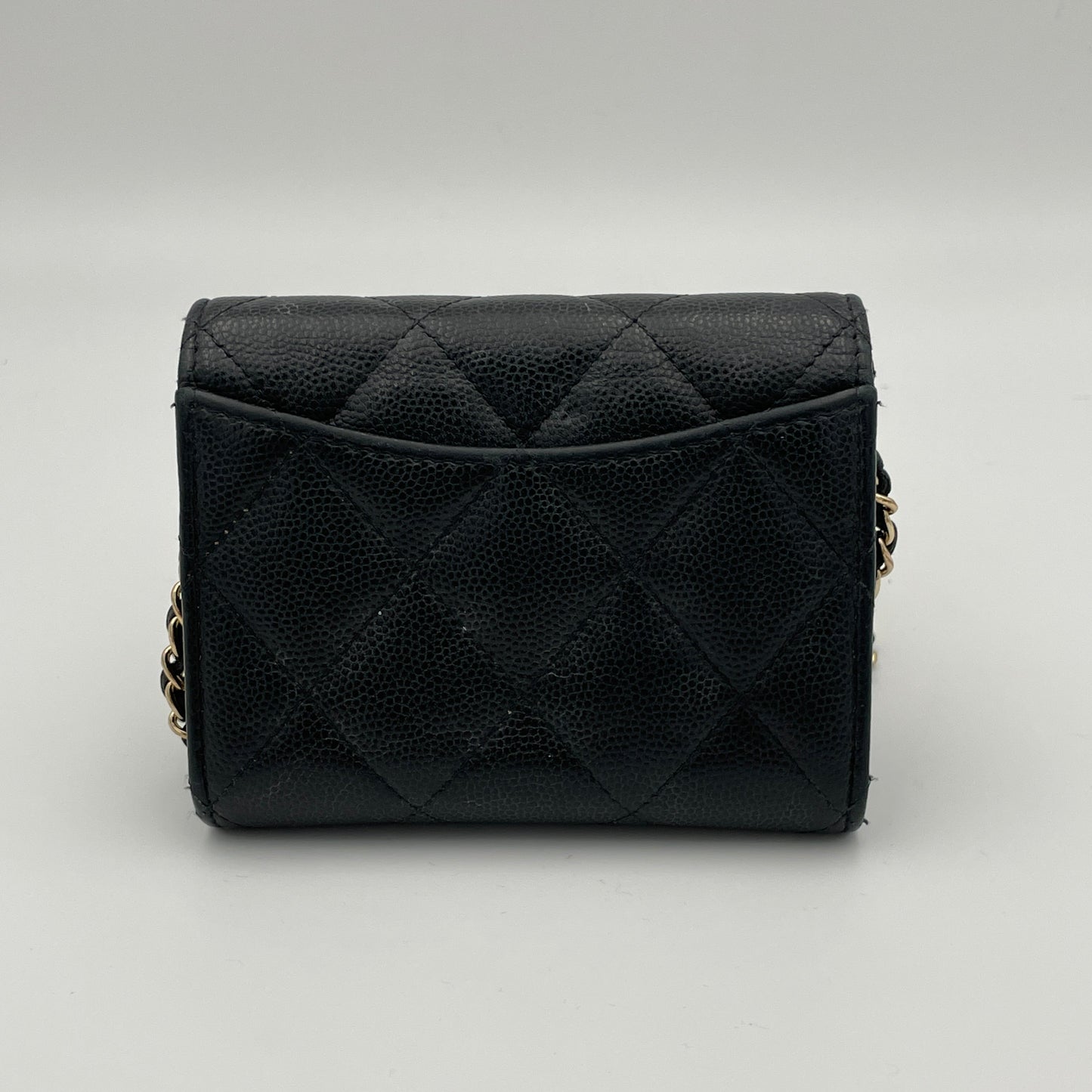 MATELASSE QUILTED Black Wallet on Chain in Caviar Leather, Gold hardware