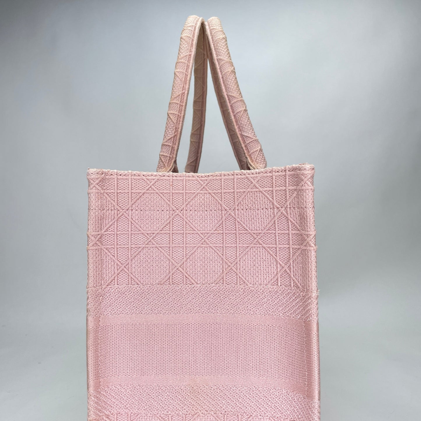 Embroidered Cannage Book Tote Medium Pink Tote Bag in Canvas