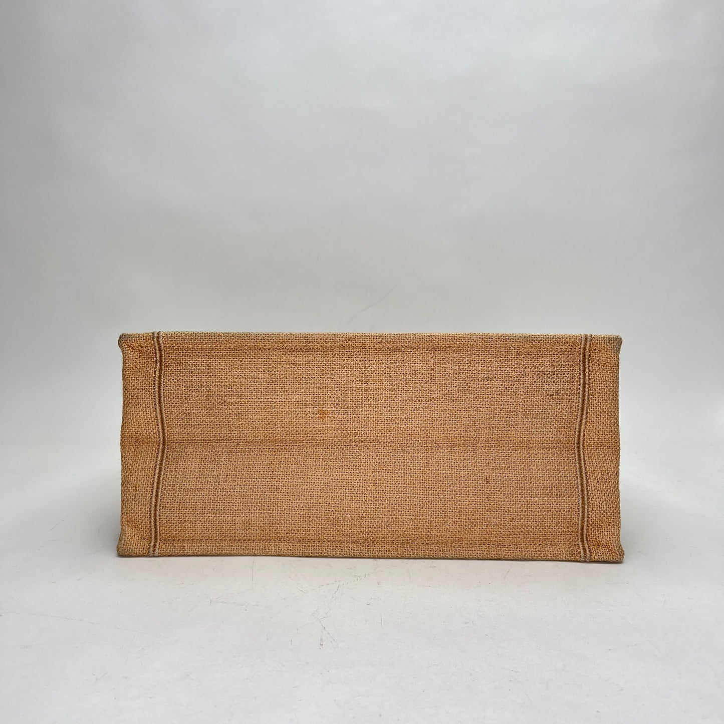 Book Tote Jute Embroidered Medium Brown Tote Bag in Canvas