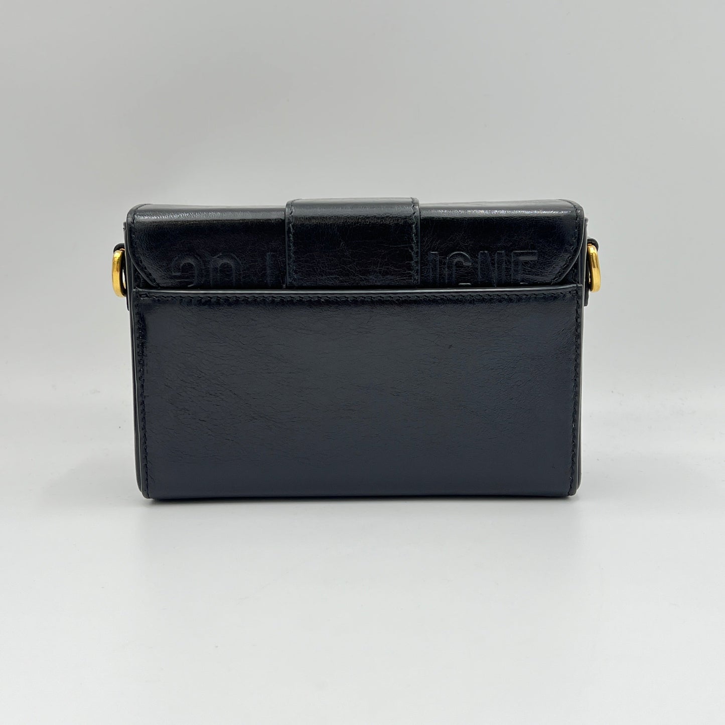 30 Montaigne Box Black Crossbody Bag in Calfskin, Gold hardware