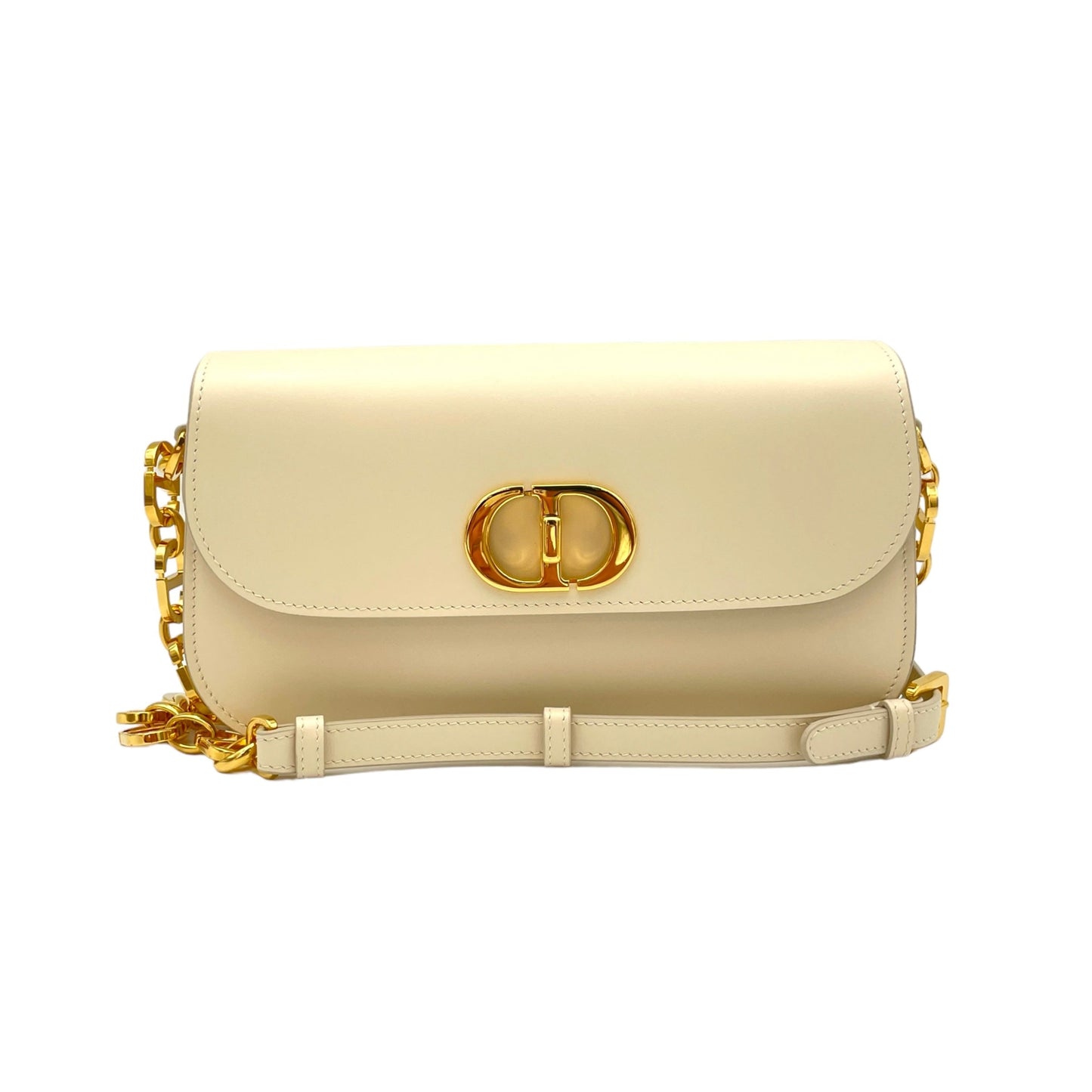 30 Montaigne Avenue Cream Crossbody Bag in Calfskin, Gold hardware