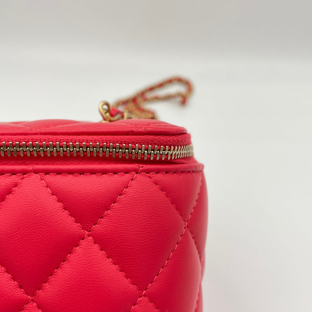 Pearl Crush Pink Vanity Bag in Lambskin, Brushed Gold hardware