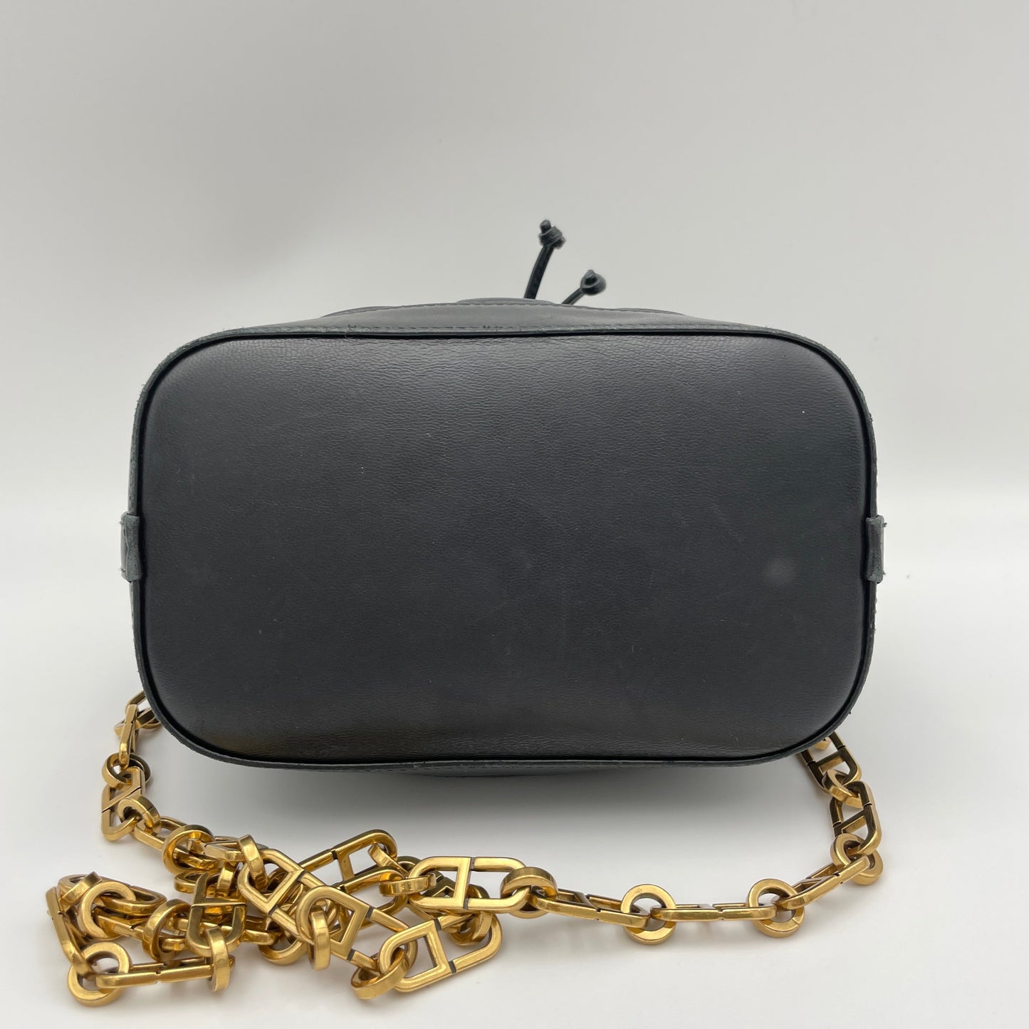 Jolie Bucket Black Crossbody Bag in Lambskin, Gold hardware