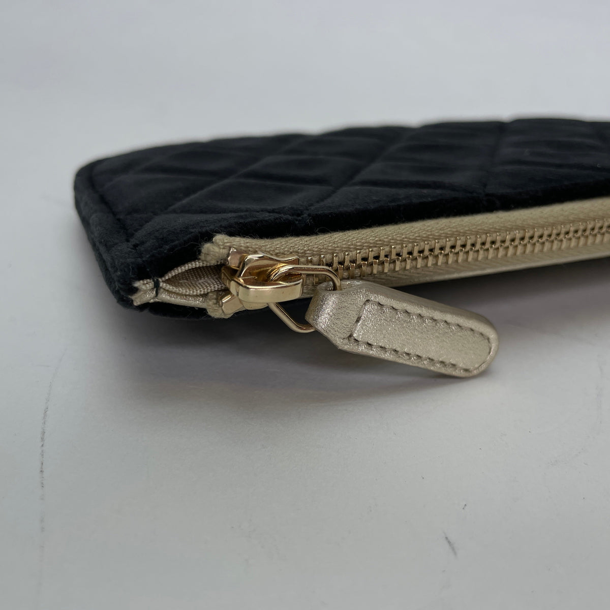 CC Black Pouch in Velvet, Gold hardware