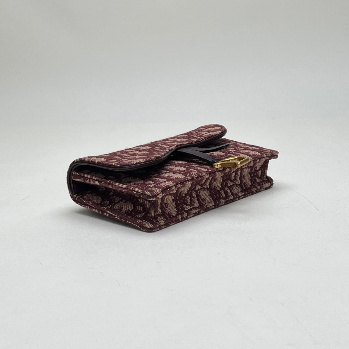 Oblique Saddle Maroon Belt Bag in Jacquard, Gold hardware