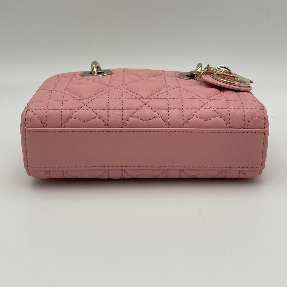 D-Joy Micro Pink Top Handle Bag in Lambskin, Light Gold hardware