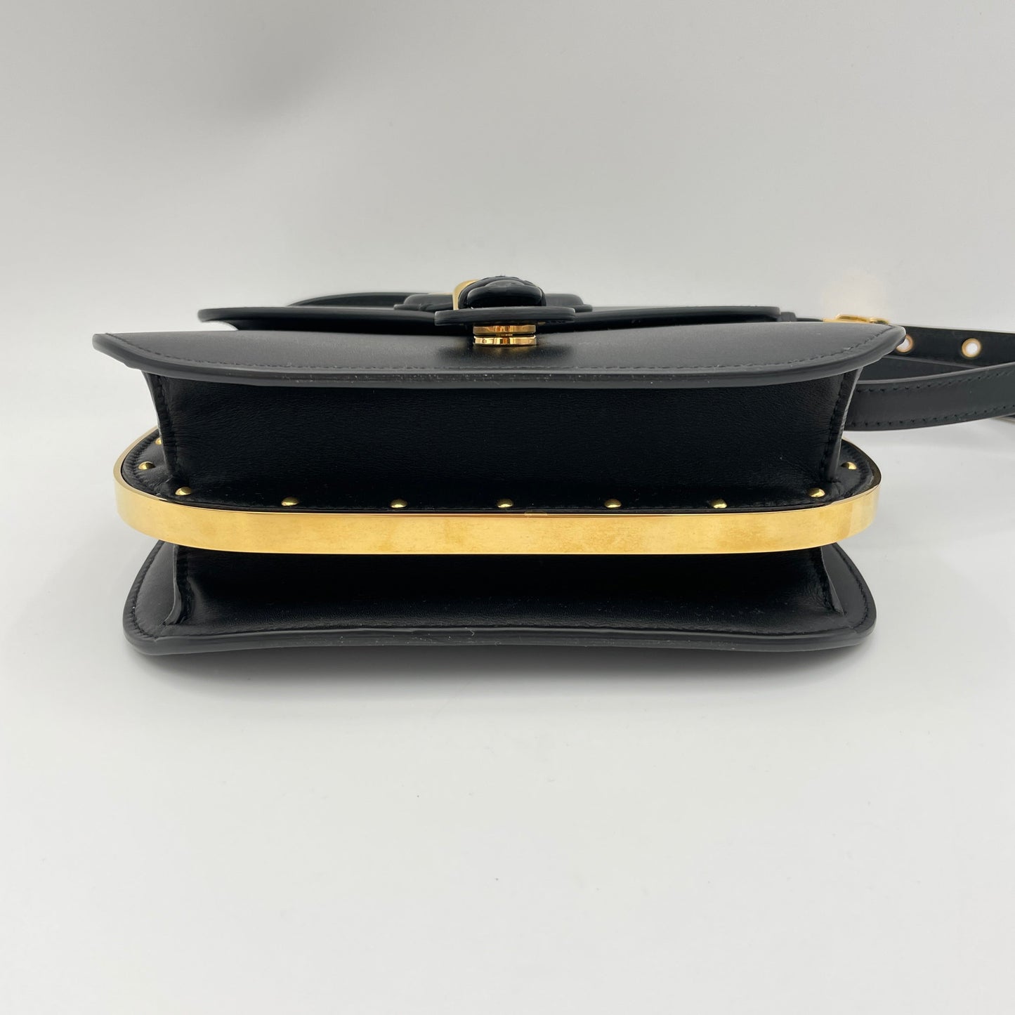 Bobby Frame Bag Black Crossbody Bag in Calfskin, Gold hardware