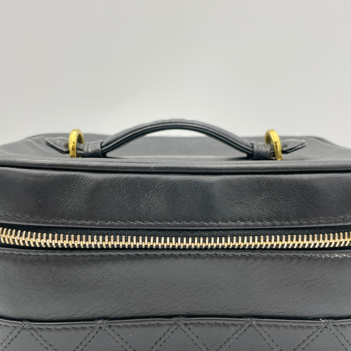 Quilted Vintage Black Vanity Bag in Lambskin, Gold hardware