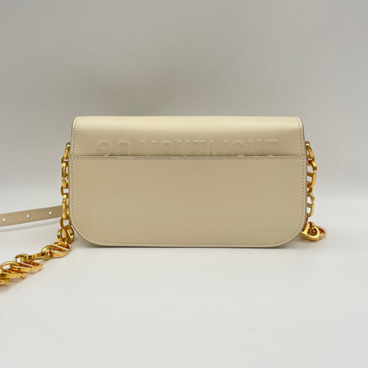 30 Montaigne Avenue Cream Crossbody Bag in Calfskin, Gold hardware