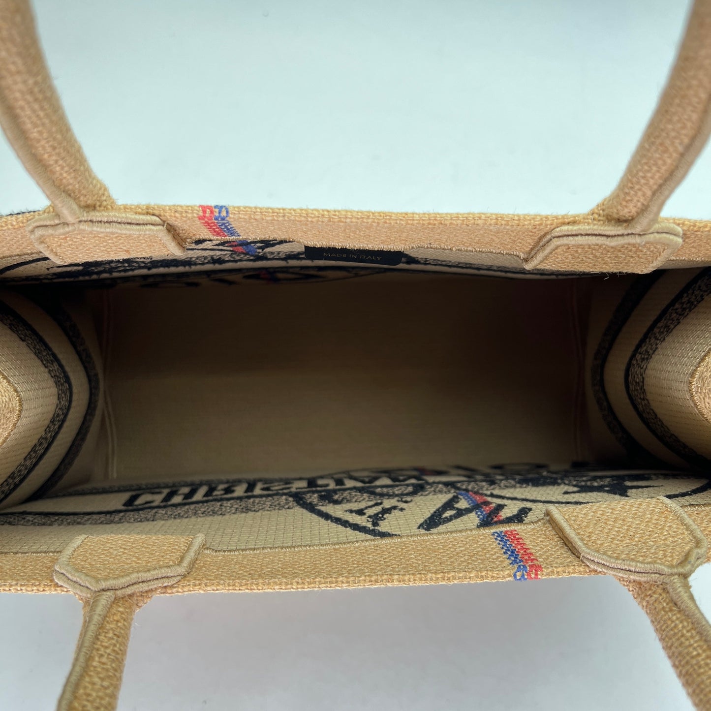 Book Tote Jute Embroidered Medium Brown Tote Bag in Canvas