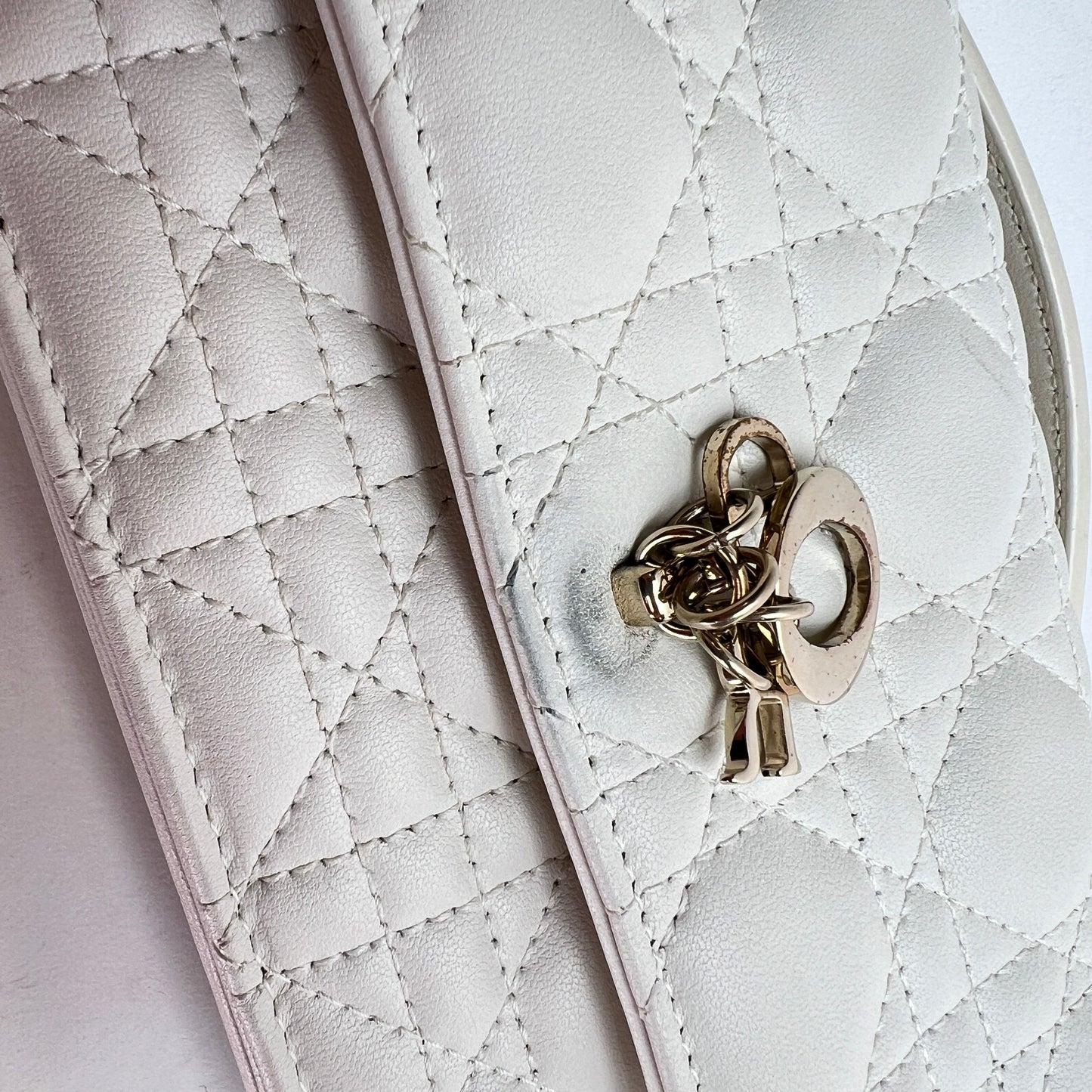 My Dior White Crossbody Bag in Lambskin, Light Gold hardware